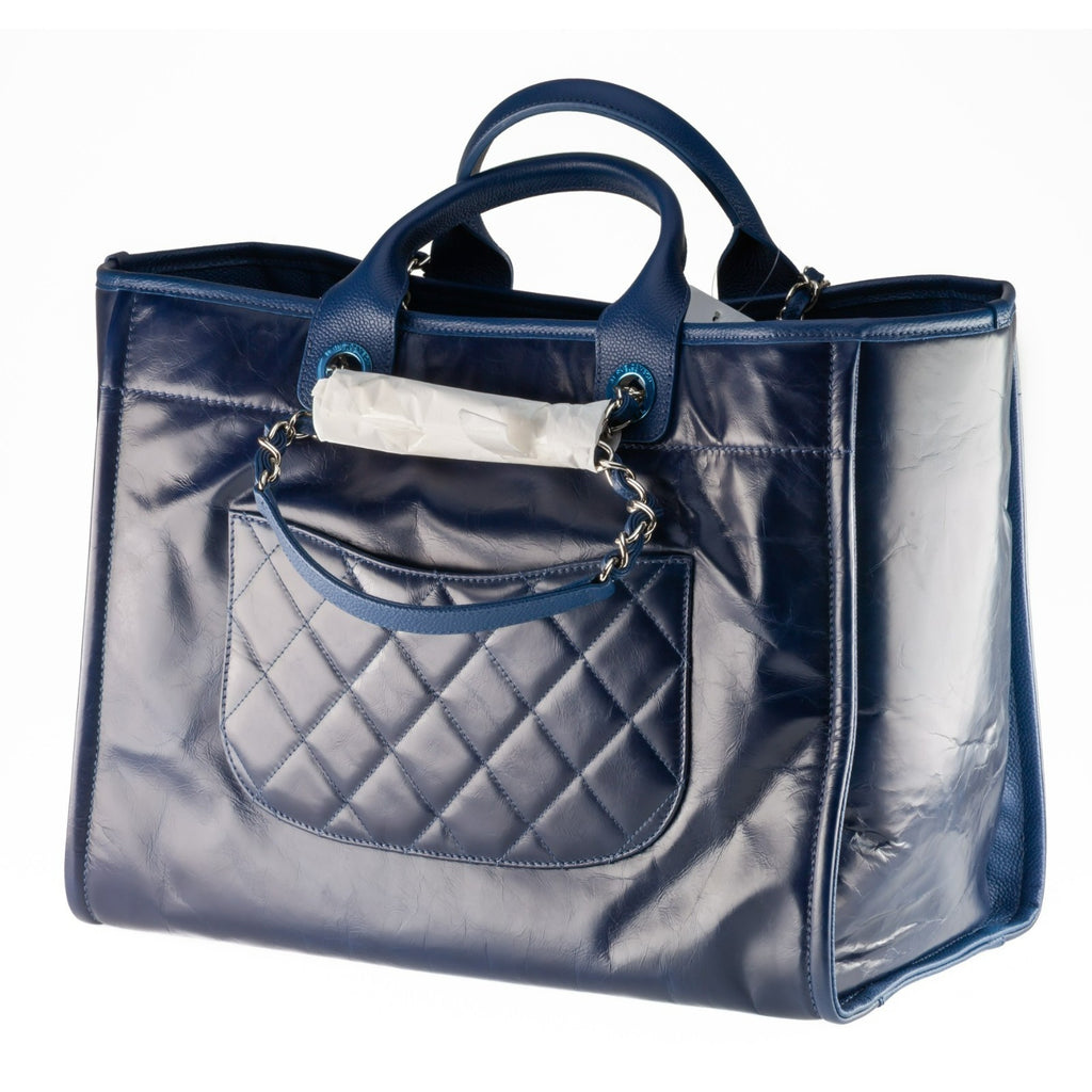 Chanel Deauville Large Navy Blue Caviar Leather Shopping Tote 16P A93258