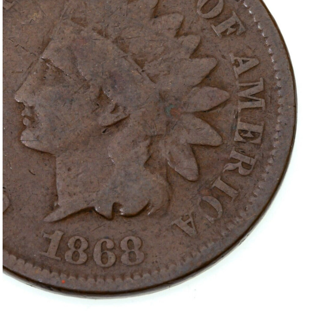 1868 1C Indian Cent in Good Condition, All Brown Color, Full Strong Rims