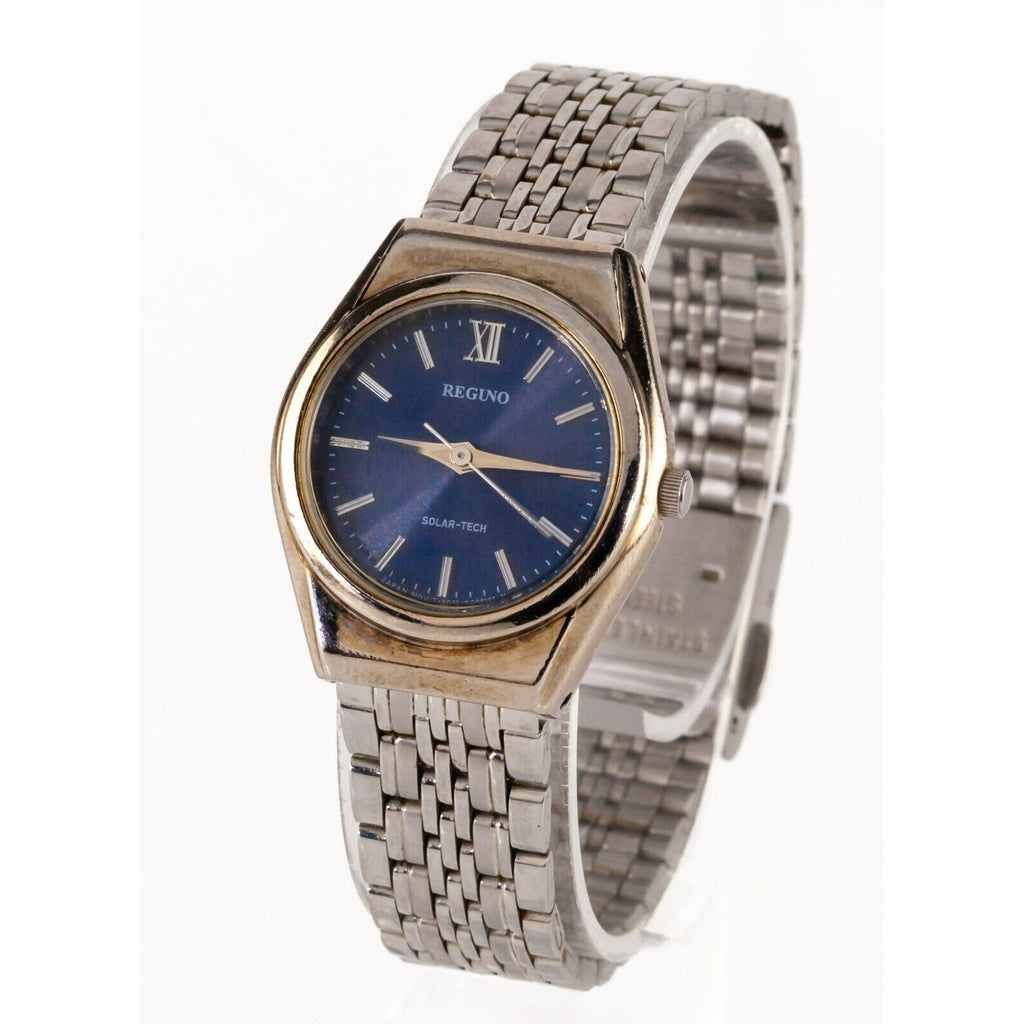 Reguno Women's Stainless Steel Solar Tech Watch Blue Dial