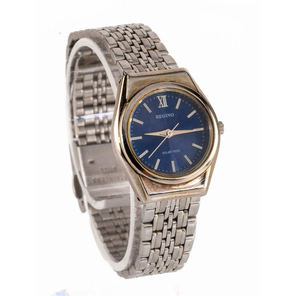 Reguno Women's Stainless Steel Solar Tech Watch Blue Dial