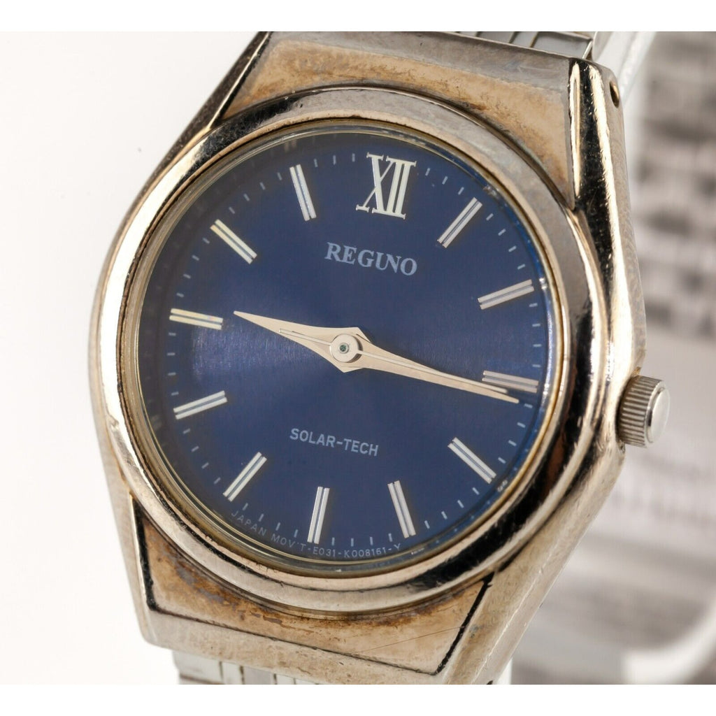 Reguno Women's Stainless Steel Solar Tech Watch Blue Dial