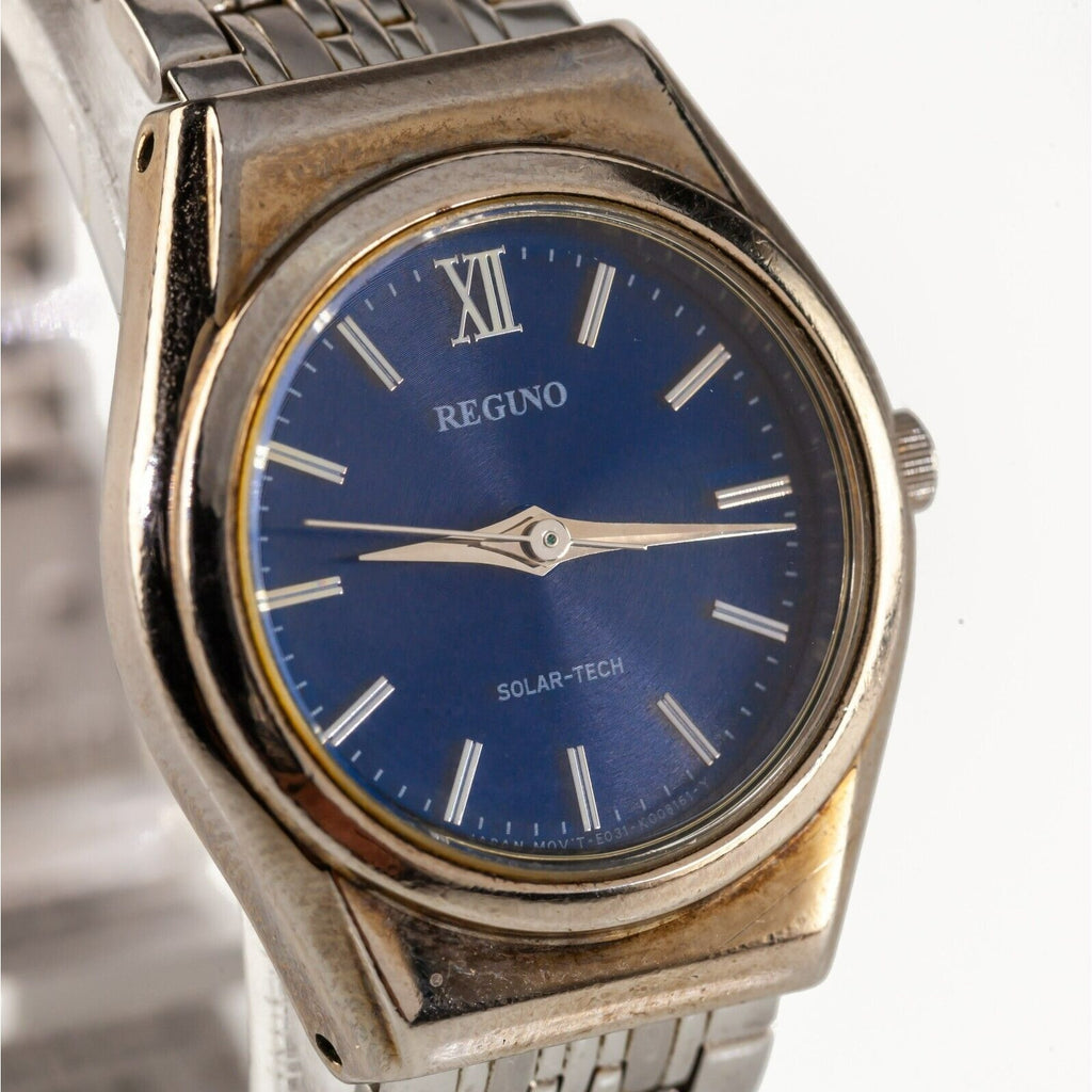 Reguno Women's Stainless Steel Solar Tech Watch Blue Dial