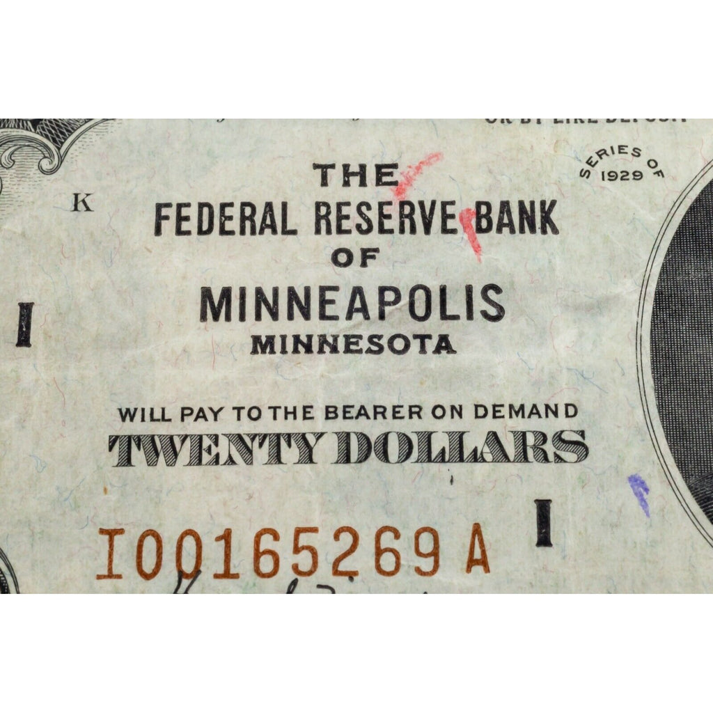 1929 $20 National Currency Note in XF Condition FR #1870-I