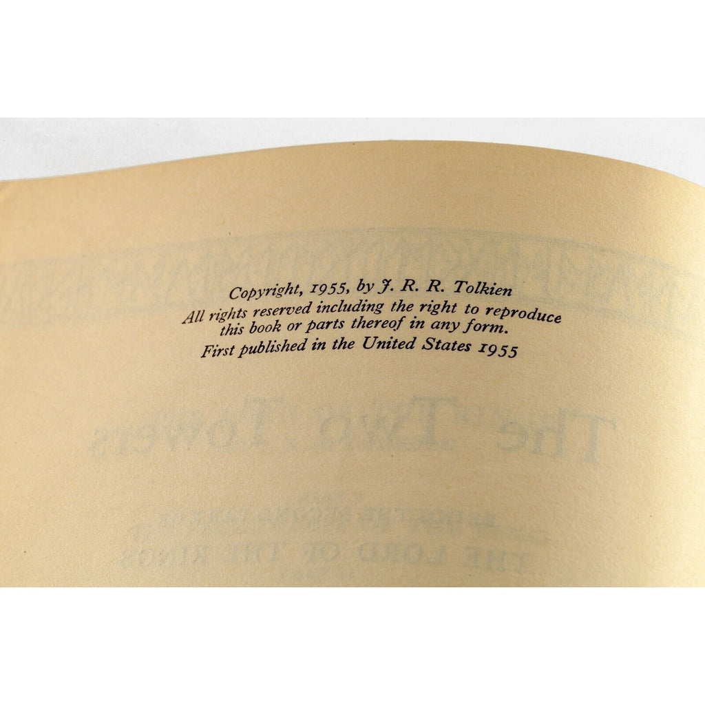 "The Two Towers" by JRR Tolkien First Edition USA 5th Printing Dust Jacket + Map