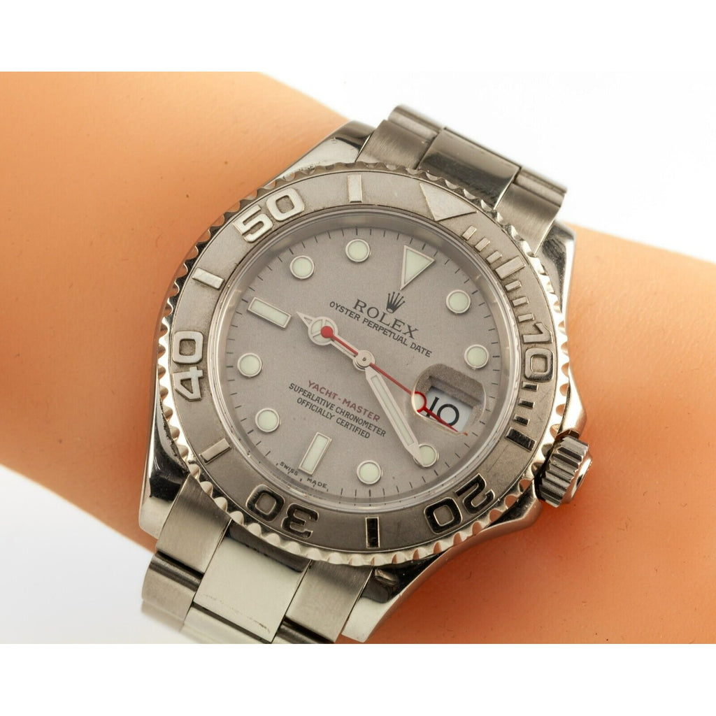 Rolex Yachtmaster Stainless Steel Men's Watch Platinum Bezel 16622 w/ Box