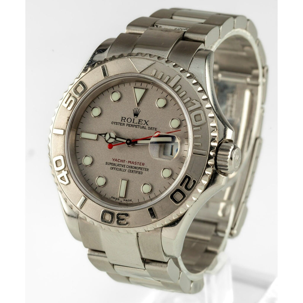 Rolex Yachtmaster Stainless Steel Men's Watch Platinum Bezel 16622 w/ Box