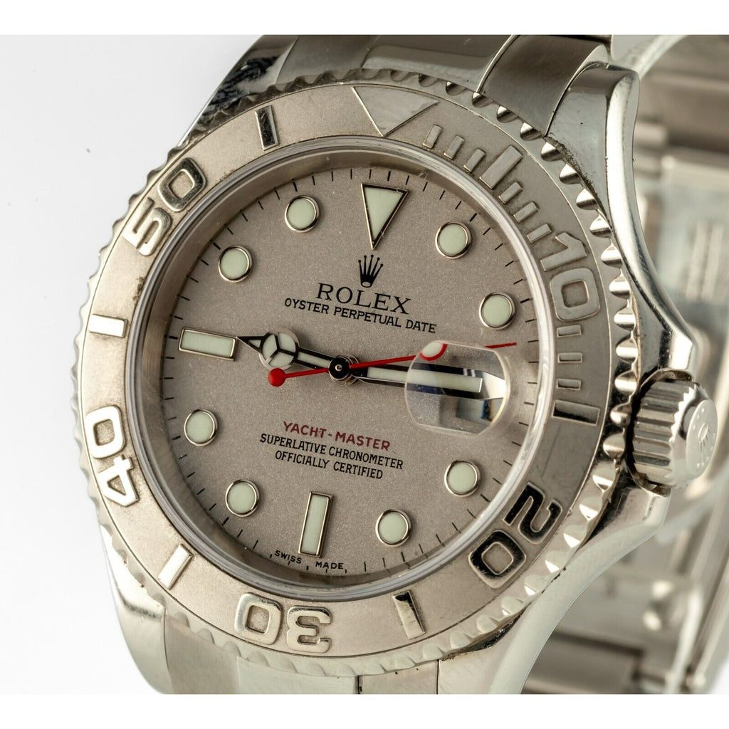 Rolex Yachtmaster Stainless Steel Men's Watch Platinum Bezel 16622 w/ Box
