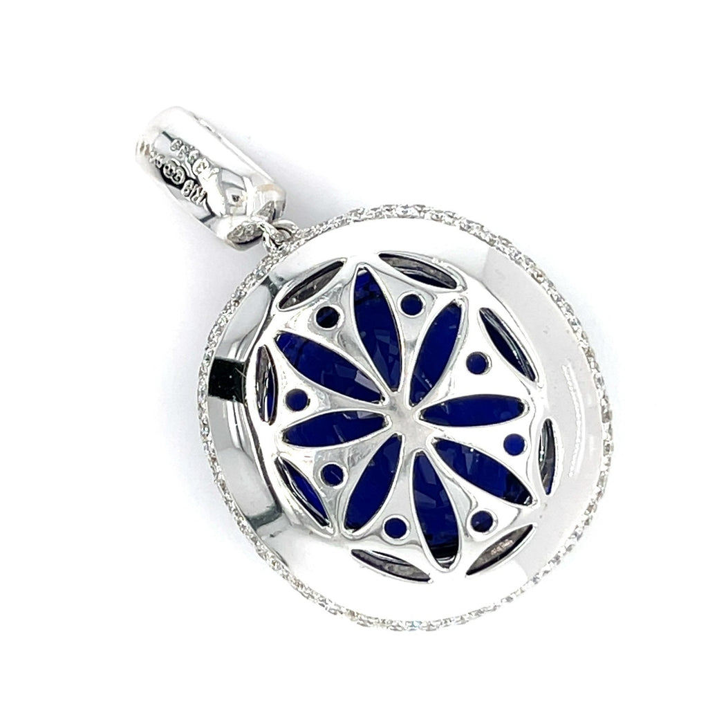 18K White Gold Pendant 35.39 ct Tanzanite Center w/ 2.44 ct Diamond Accents