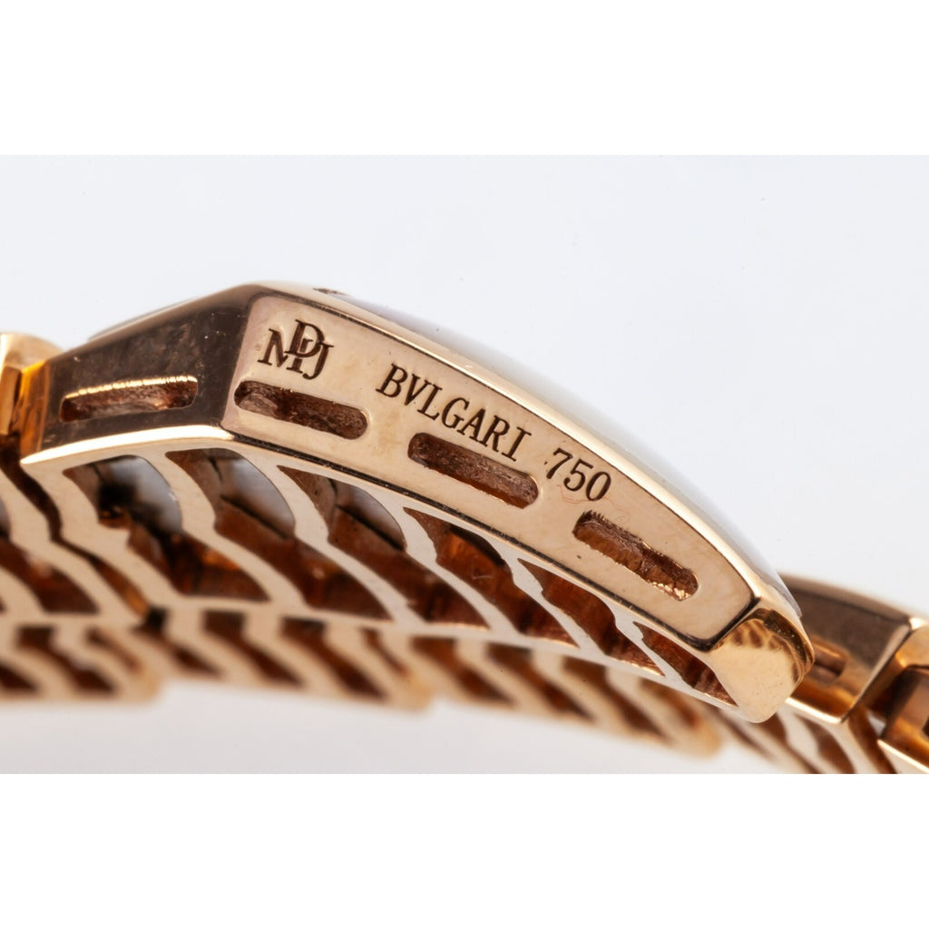 Bulgari Bvlgari 18k Rose Gold Serpenti Coil Bangle Bracelet with MoP Inlay
