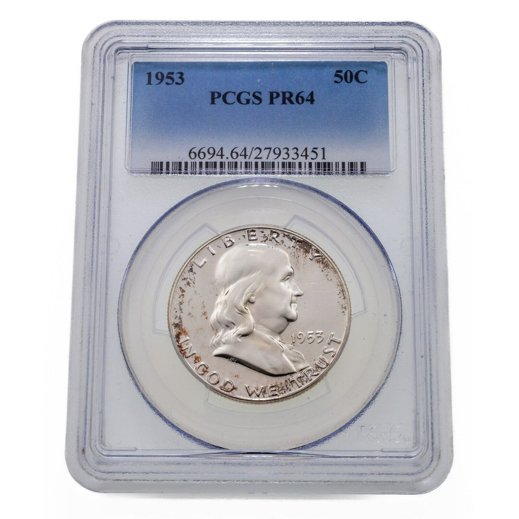 1953 50C Franklin Half Dollar Proof Graded by PCGS as PR64