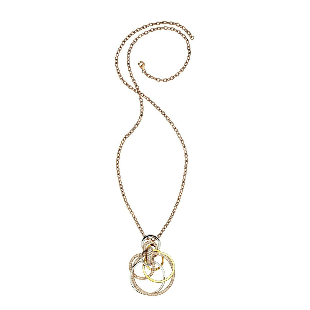 Gorgeous 18k Tri-Gold Interlocking Loop 2.02 ct Diamond Necklace 24" Chain
