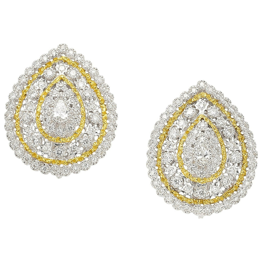 18k Gold + Rhodium 10 mm Cultured Pearl 7.5ct Diamond Day/Night Earrings 41 gr
