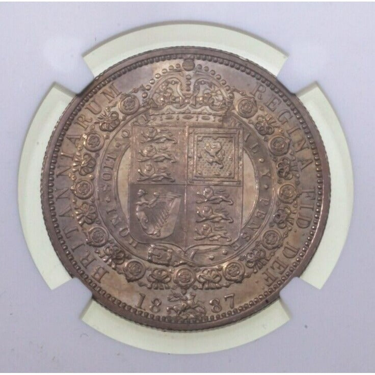 1887 G. Britain 1/2 Crown Jubilee Head Coin, UNC Details By NGC, KM 764