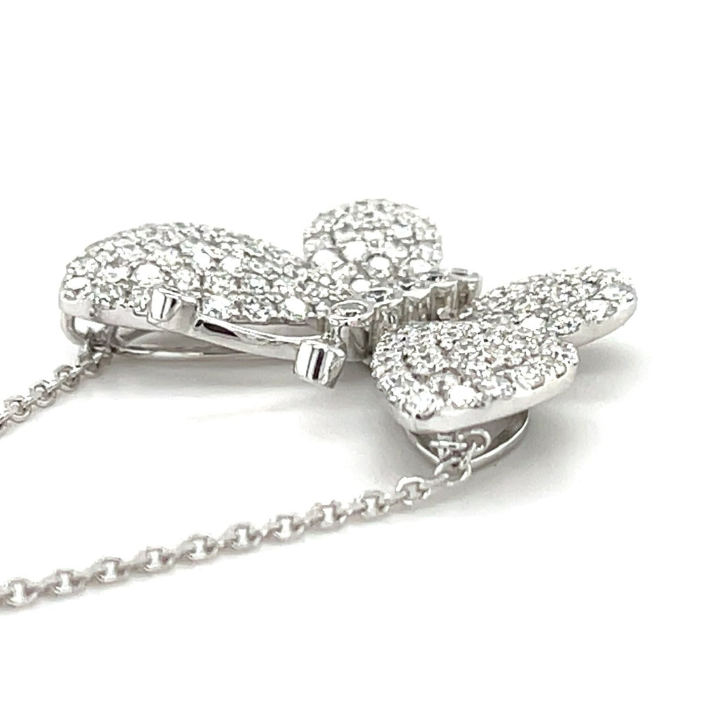 18k White Gold & 2.04ct Pave Diamond Butterfly Pendant Necklace, Length 16"
