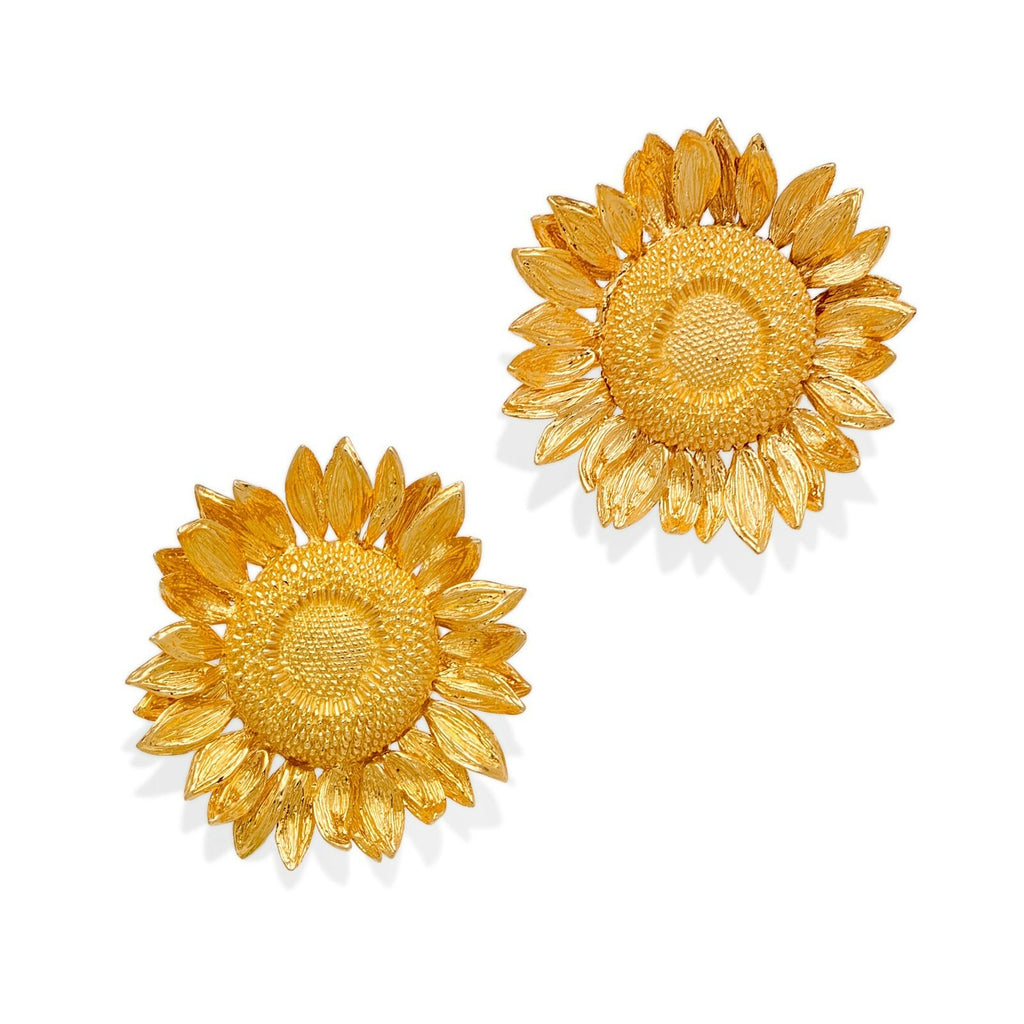 Asprey 18k Gold Sunflower Brooch (50g) and 18k Gold Sunflower Ear Clips (39g)