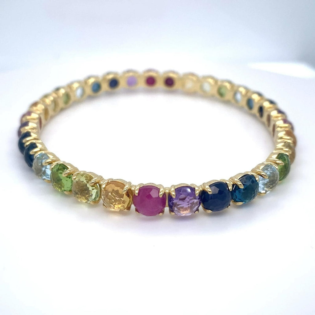 Ippolita 18k Yellow Gold and Multicolor Gem Lollipop Bangle 2.5" Diameter 22.5 g