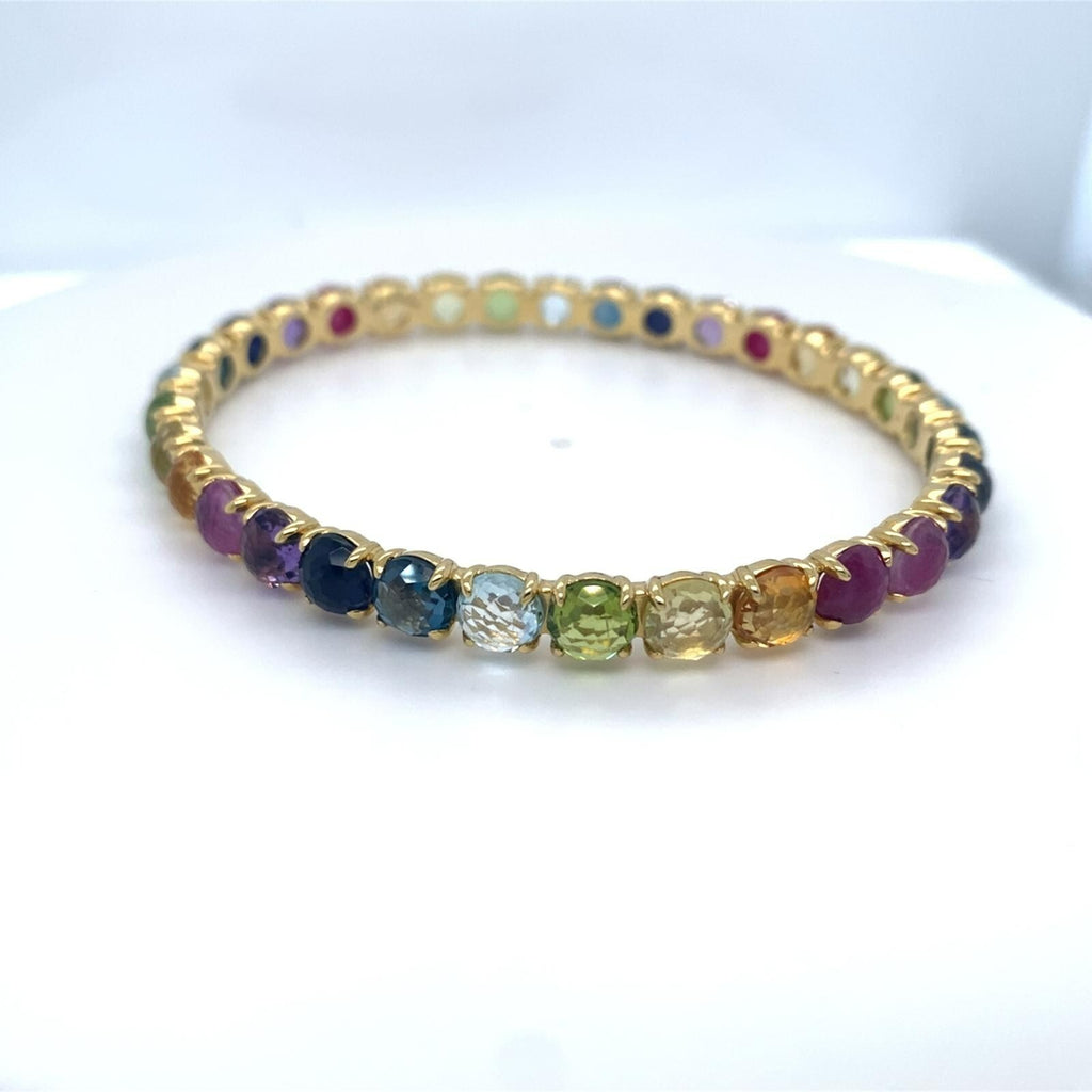 Ippolita 18k Yellow Gold and Multicolor Gem Lollipop Bangle 2.5" Diameter 22.5 g