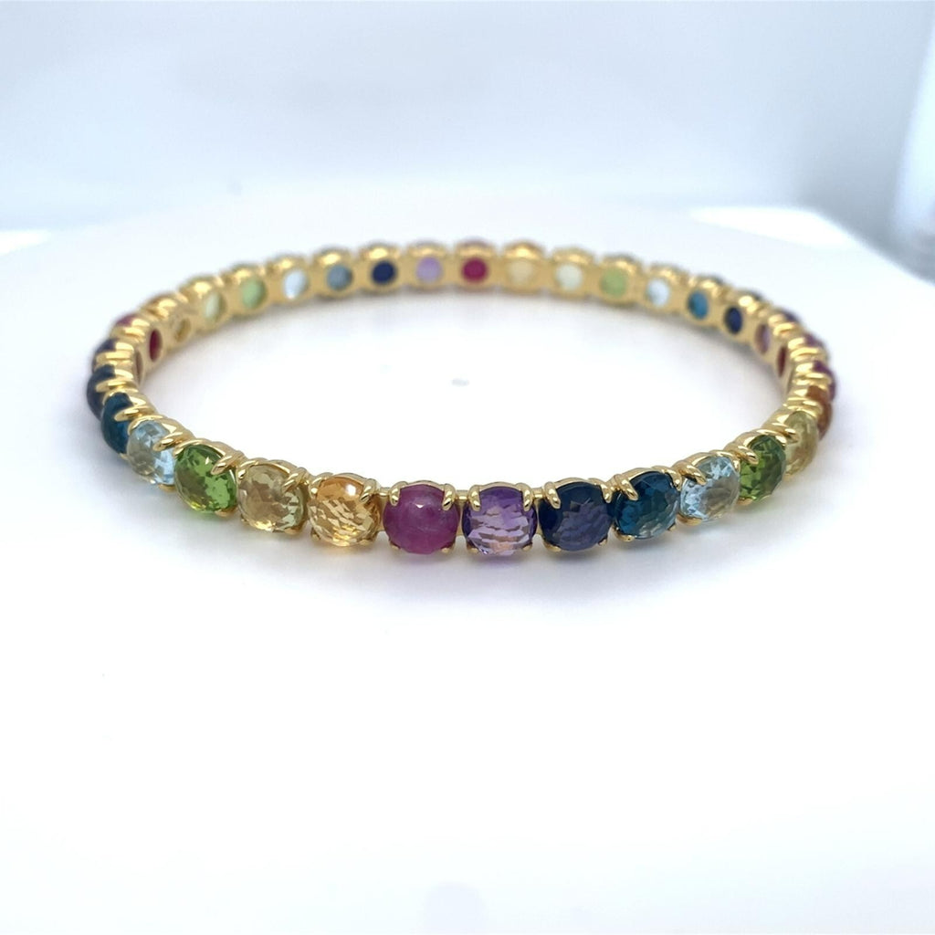 Ippolita 18k Yellow Gold and Multicolor Gem Lollipop Bangle 2.5" Diameter 22.5 g