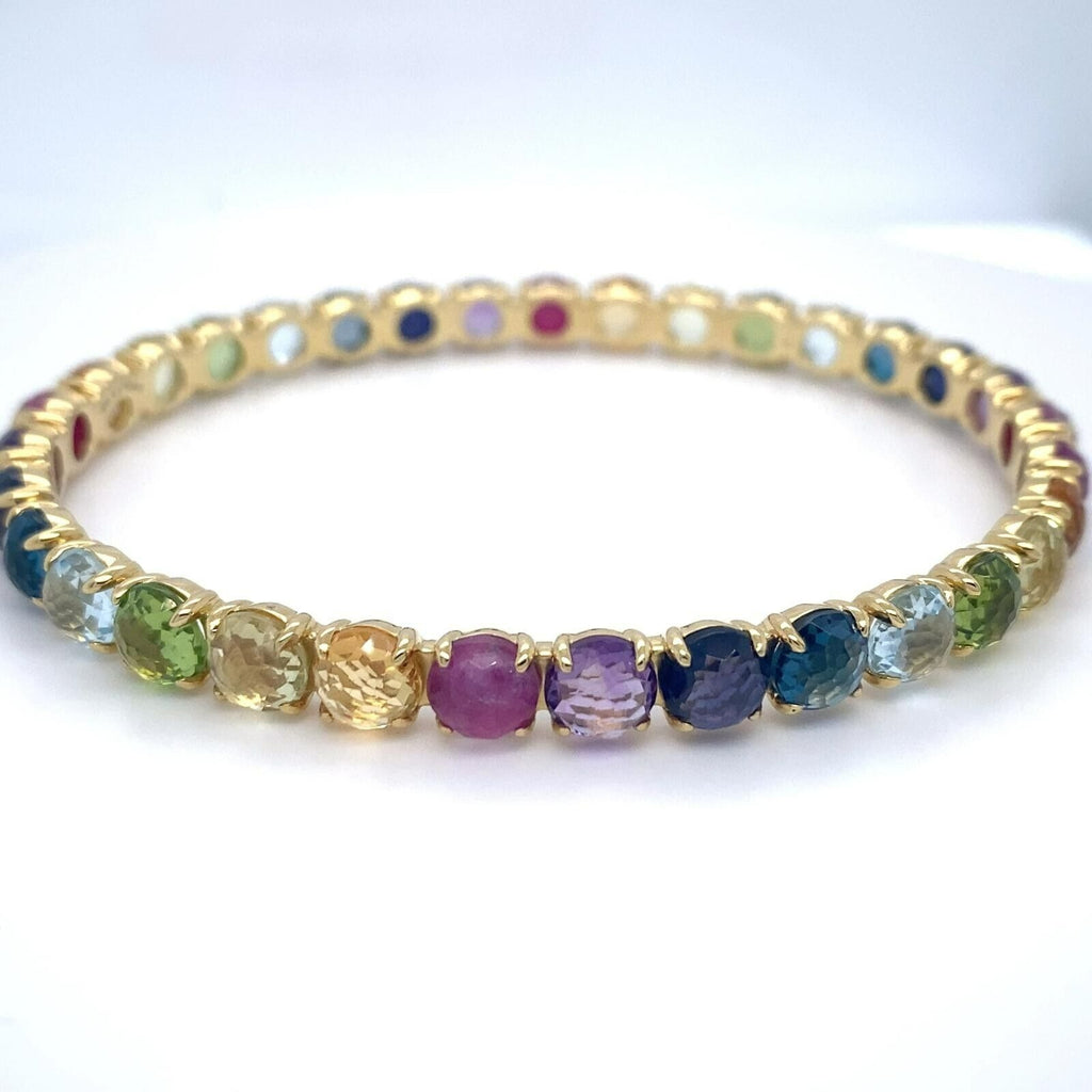Ippolita 18k Yellow Gold and Multicolor Gem Lollipop Bangle 2.5" Diameter 22.5 g