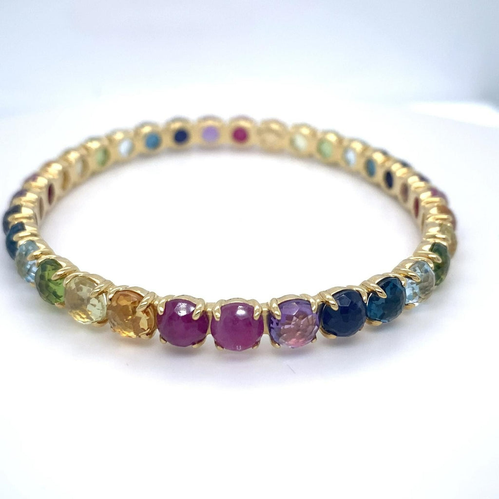 Ippolita 18k Yellow Gold and Multicolor Gem Lollipop Bangle 2.5" Diameter 22.5 g