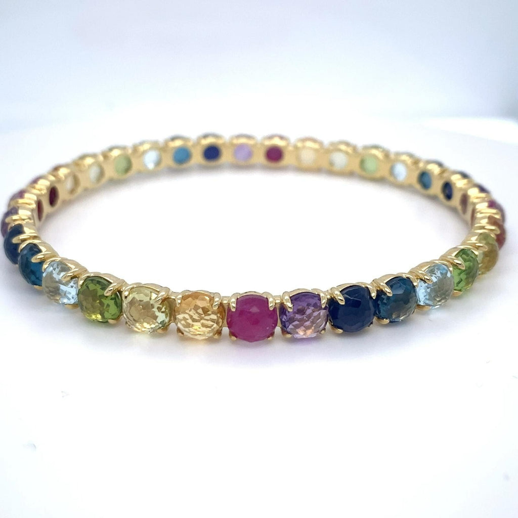 Ippolita 18k Yellow Gold and Multicolor Gem Lollipop Bangle 2.5" Diameter 22.5 g