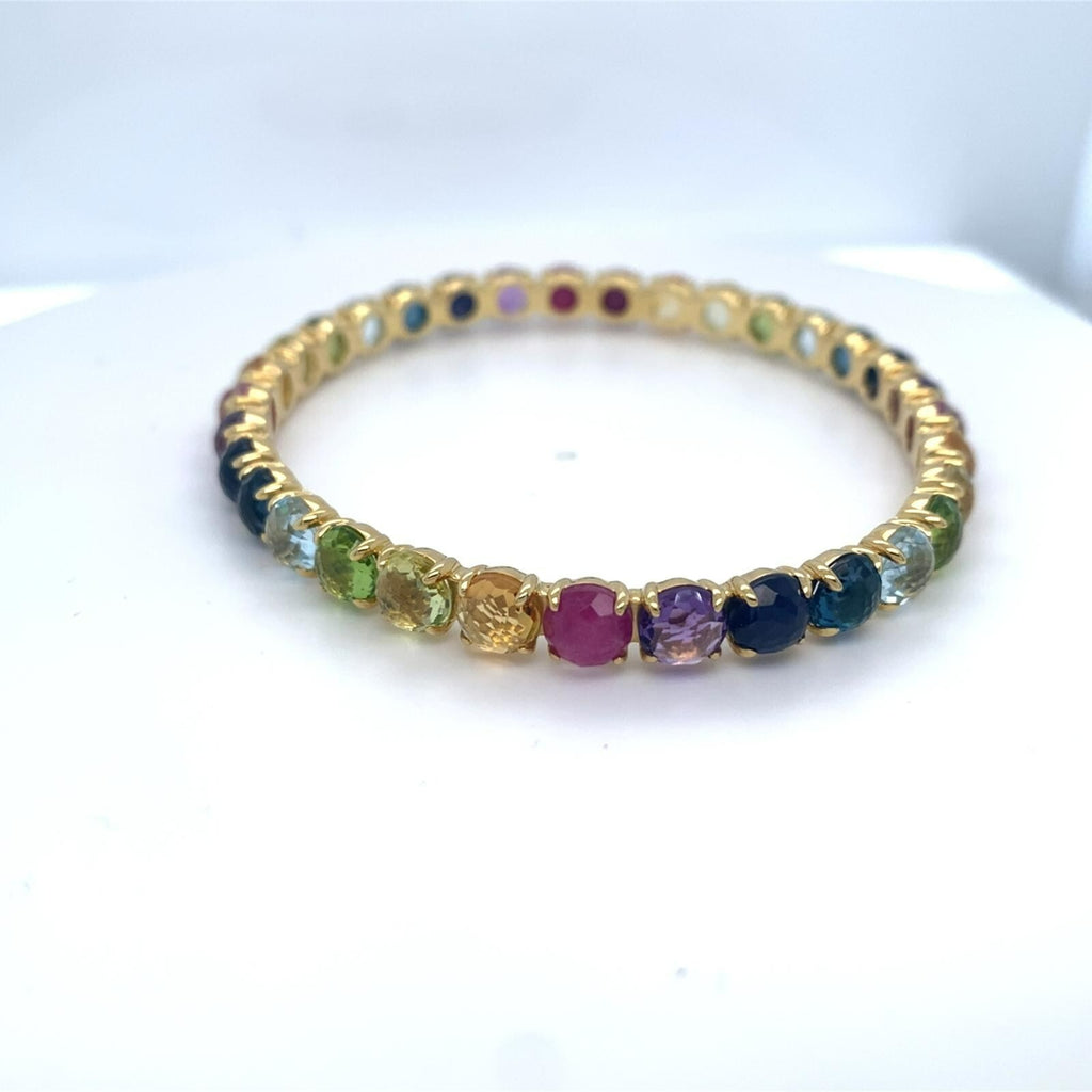 Ippolita 18k Yellow Gold and Multicolor Gem Lollipop Bangle 2.5" Diameter 22.5 g