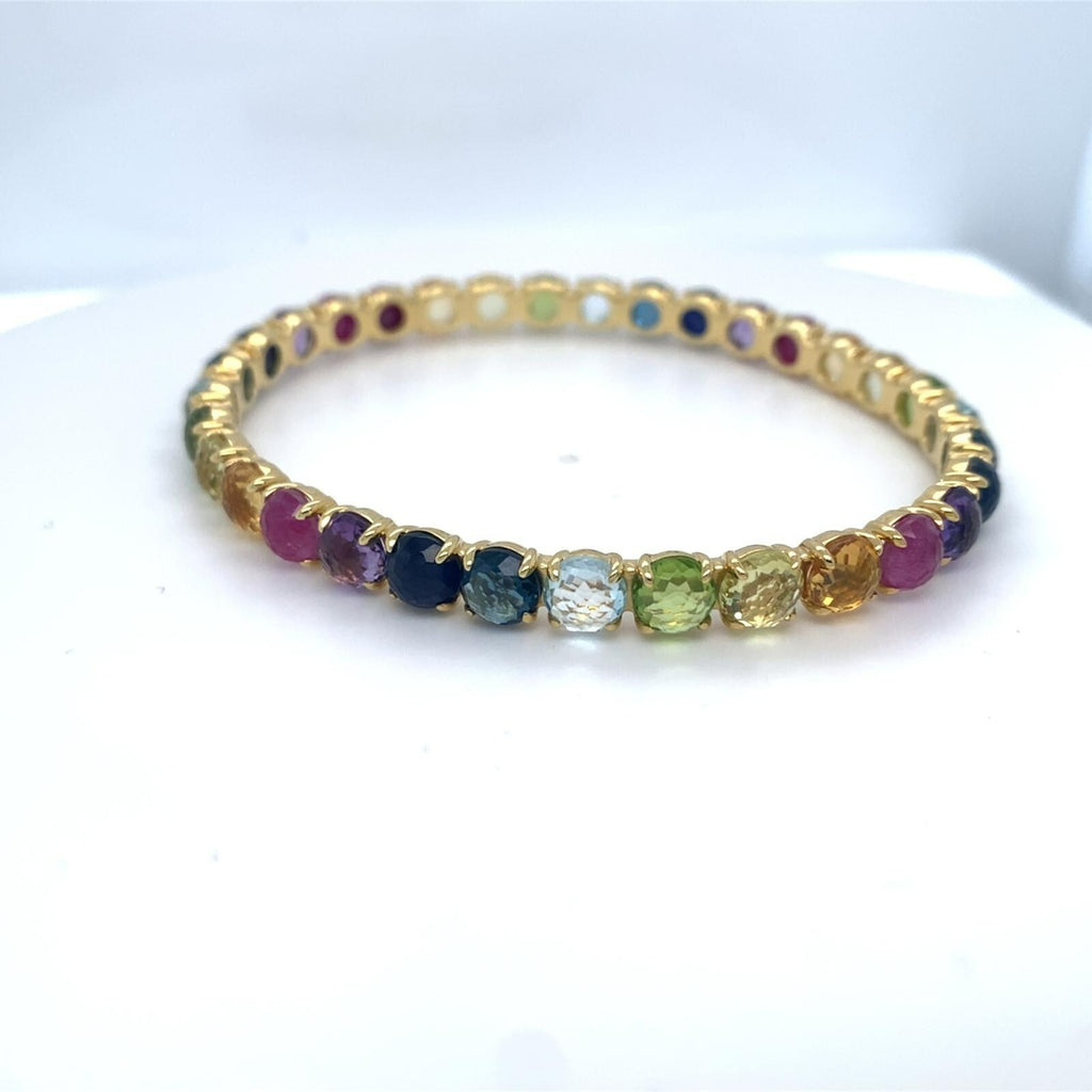 Ippolita 18k Yellow Gold and Multicolor Gem Lollipop Bangle 2.5" Diameter 22.5 g