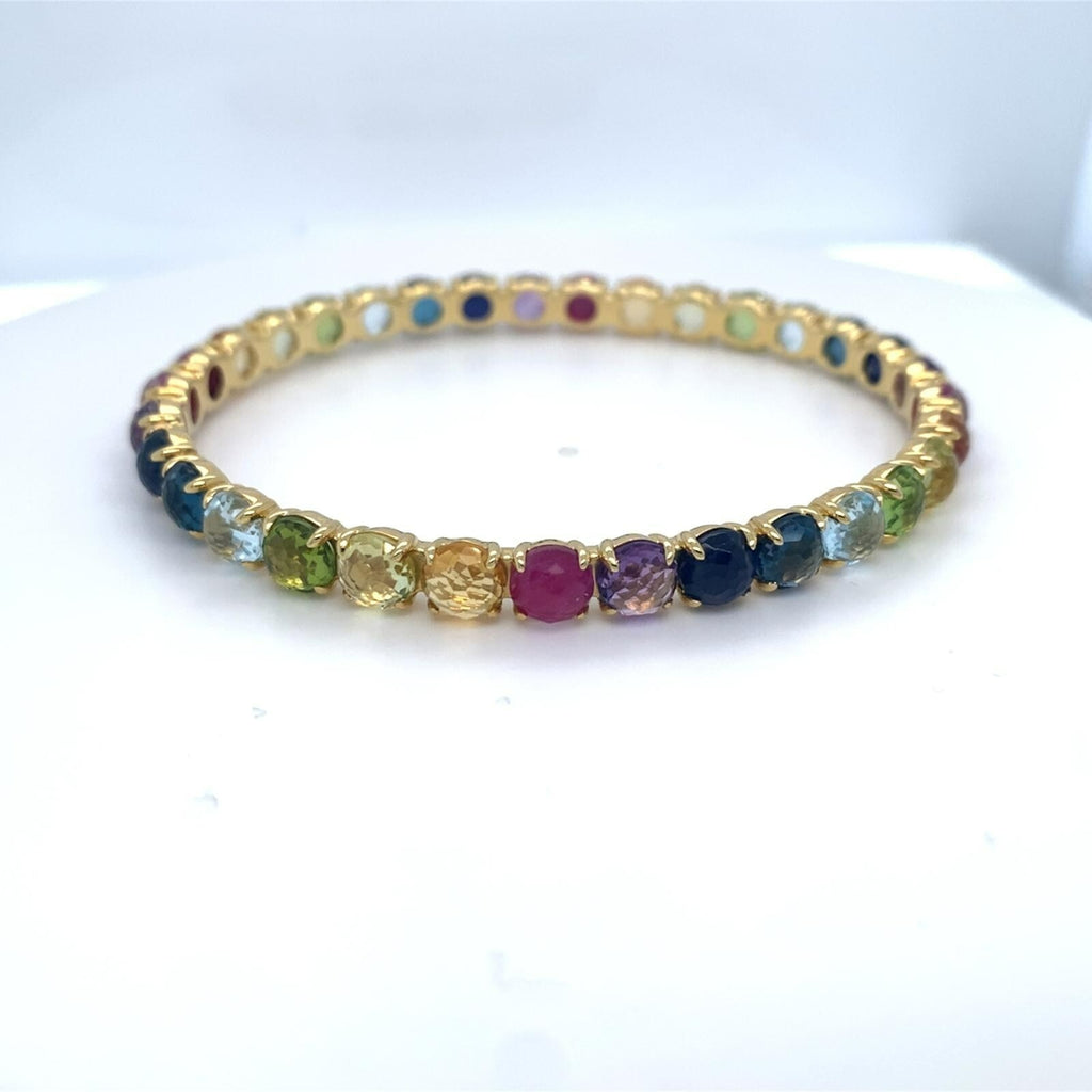 Ippolita 18k Yellow Gold and Multicolor Gem Lollipop Bangle 2.5" Diameter 22.5 g