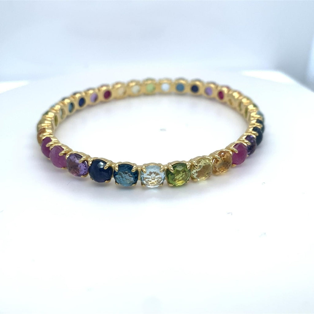 Ippolita 18k Yellow Gold and Multicolor Gem Lollipop Bangle 2.5" Diameter 22.5 g