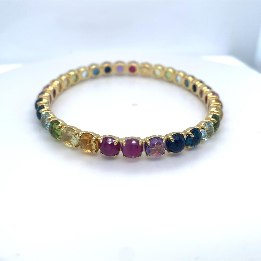Ippolita 18k Yellow Gold and Multicolor Gem Lollipop Bangle 2.5" Diameter 22.5 g