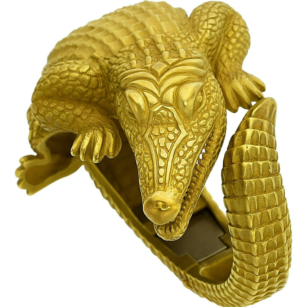 Kieselstein-Cord 18k Yellow Gold Hinged Alligator Cuff Bangle Bracelet 166.4g