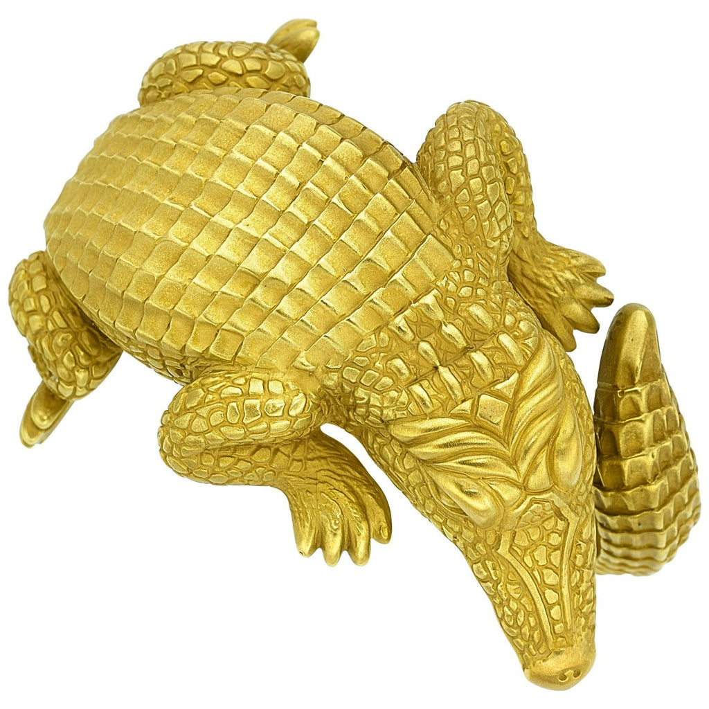Kieselstein-Cord 18k Yellow Gold Hinged Alligator Cuff Bangle Bracelet 166.4g
