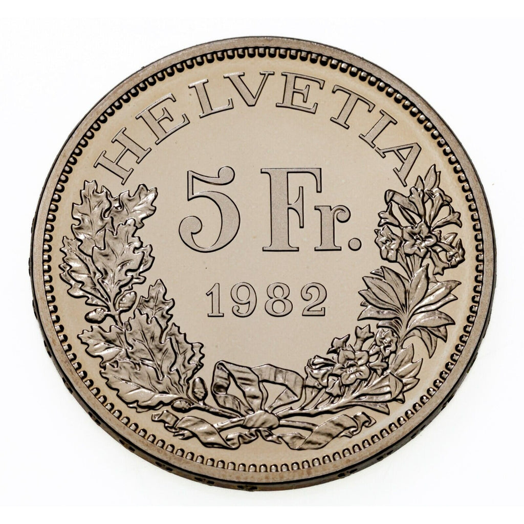 1982 Switzerland Commemorative 5 Franc Gotthard Railway Coin w/ Case