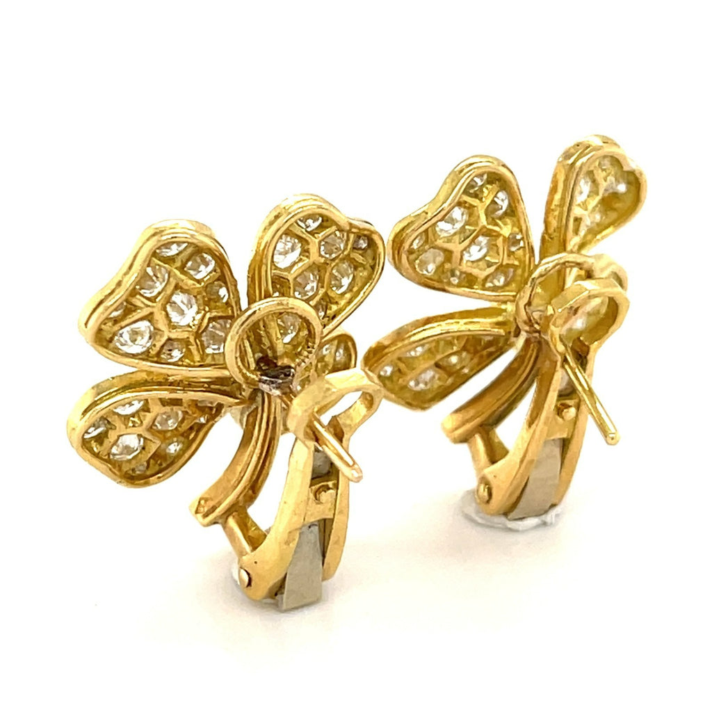 18K Yellow Gold Clover Jewelry Suite Ring, Earrings, Necklace 2.55 ctw