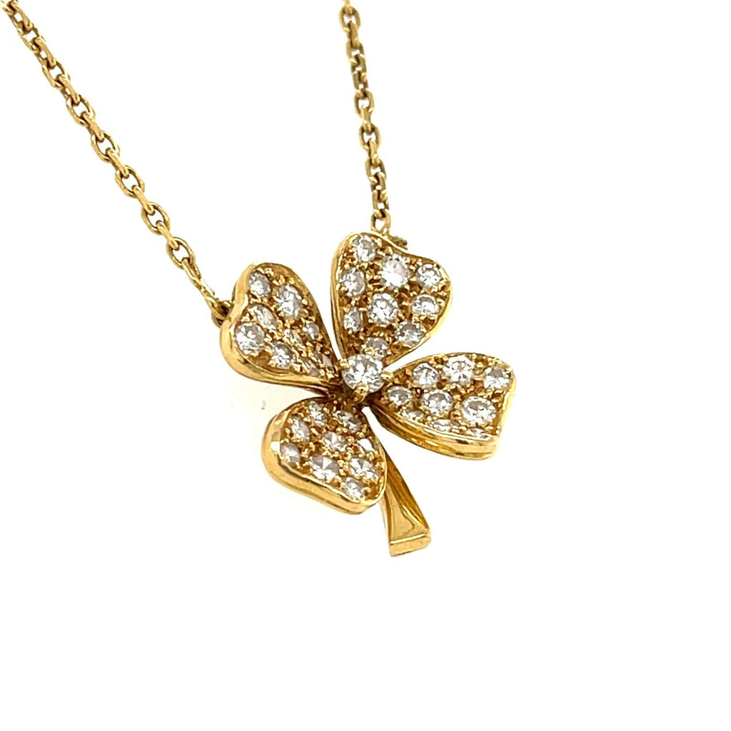 18K Yellow Gold Clover Jewelry Suite Ring, Earrings, Necklace 2.55 ctw
