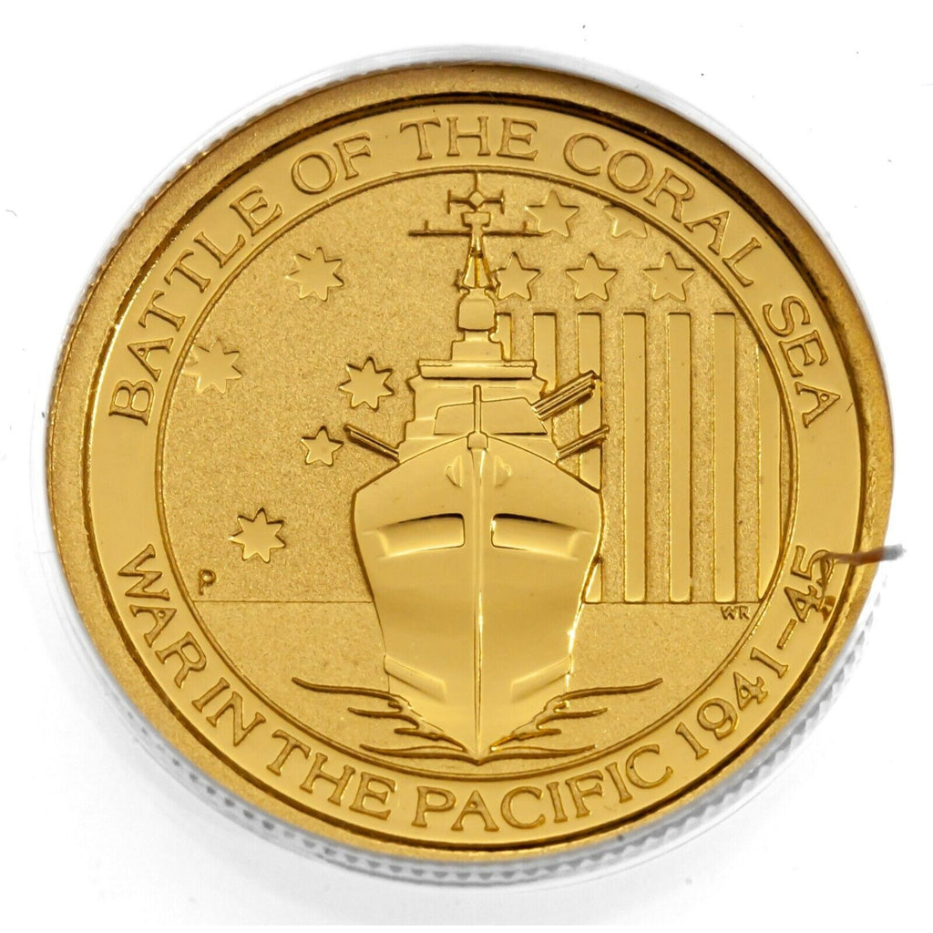 2014-P G$15 .9999 Australian "Battle of the Coral Sea" 1/10 Oz. Coin ANACS MS70