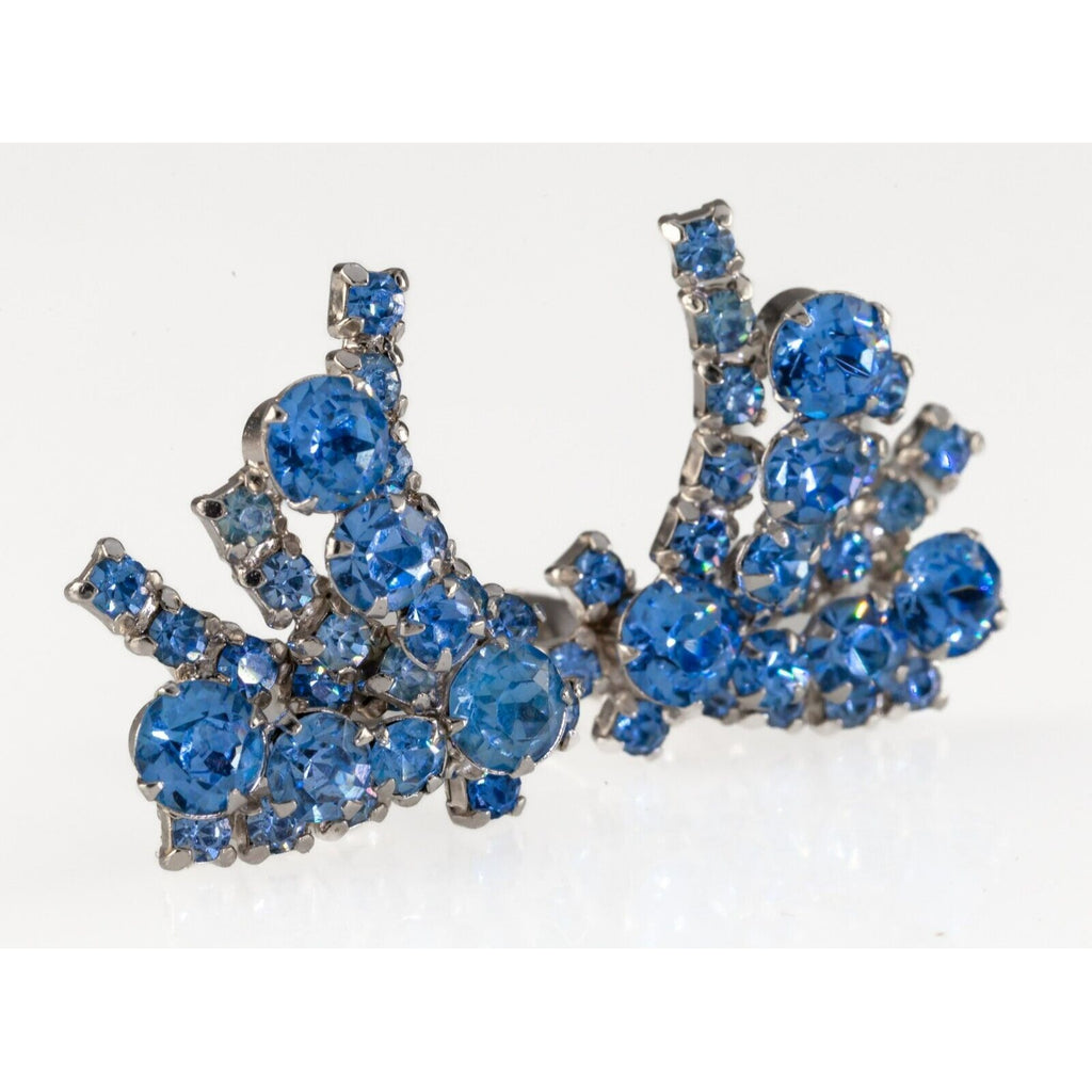 Kramer of NY Blue Comet Costume Clip-On Earrings with Light Blue Rhinestones