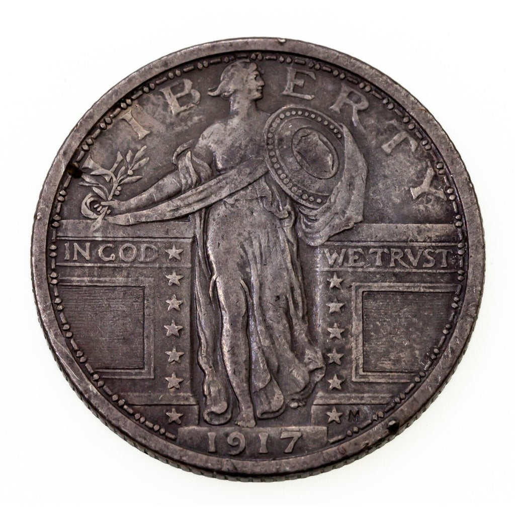 1917 25C Standing Liberty Quarter T1 Extra Fine XF Condition, Nice Detail!