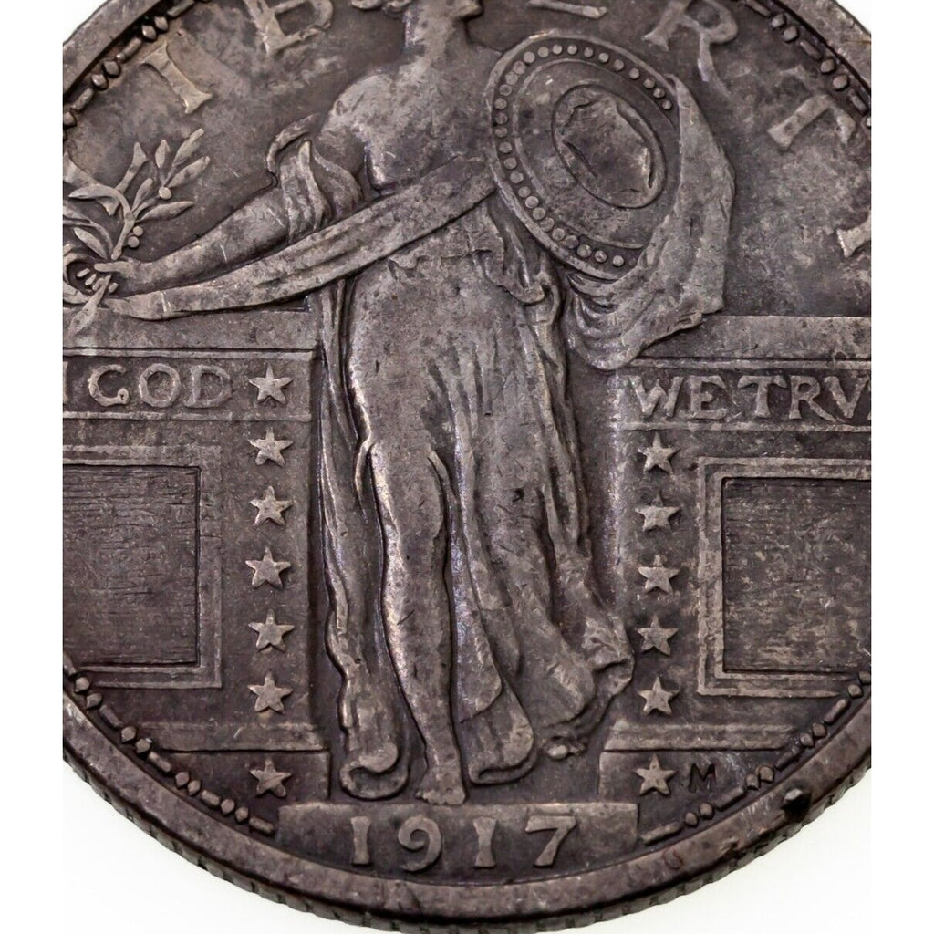 1917 25C Standing Liberty Quarter T1 Extra Fine XF Condition, Nice Detail!