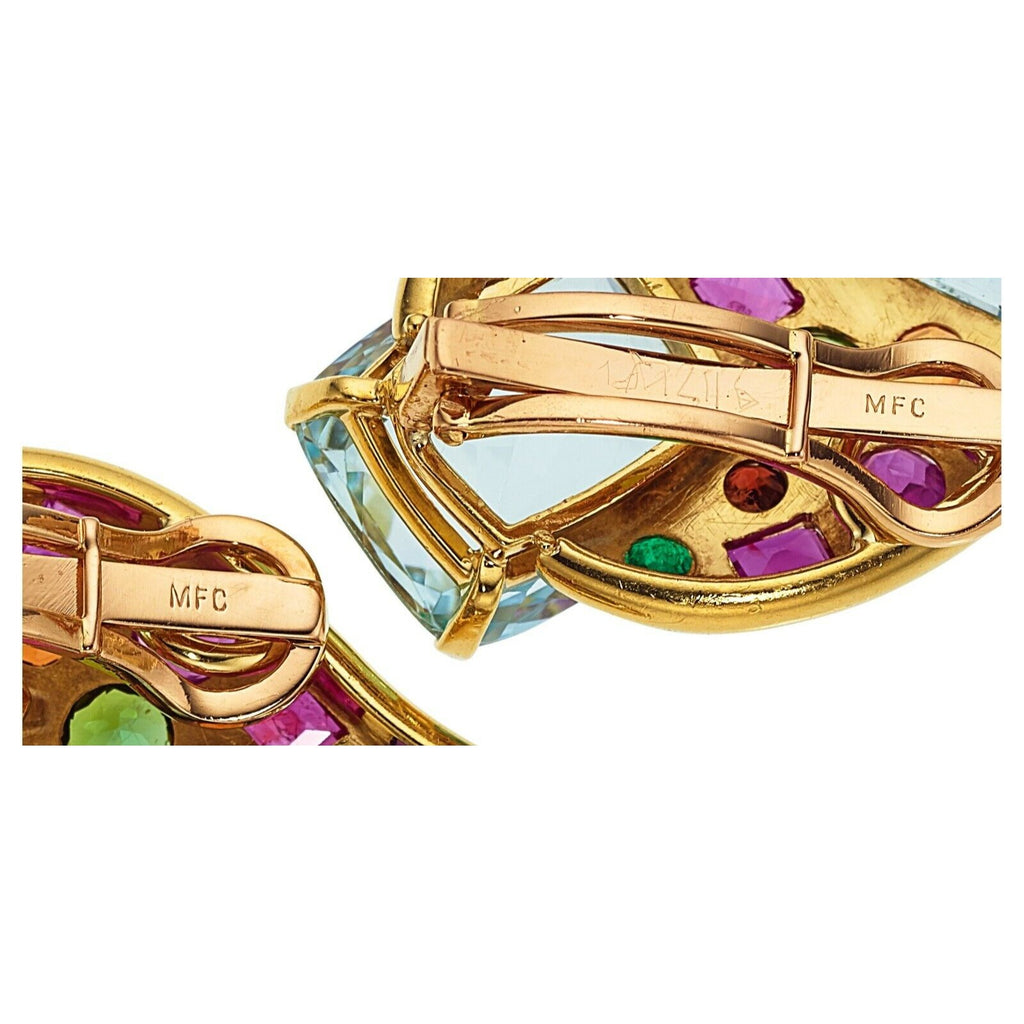 By Marilyn Cooperman 18k Yellow Gold  Multicolor Gemstones  Earrings 22.85 ctw