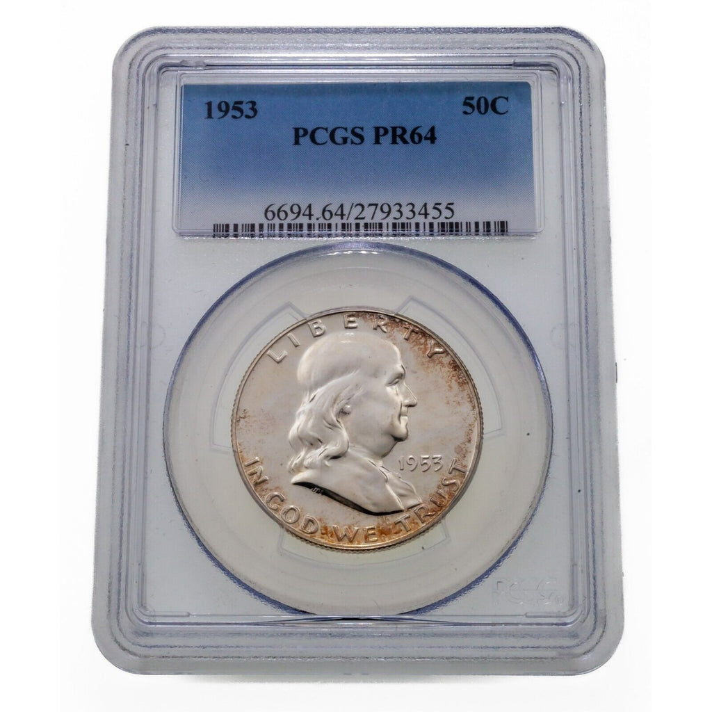 1953 50C Franklin Half Dollar Proof Graded by PCGS as PR64