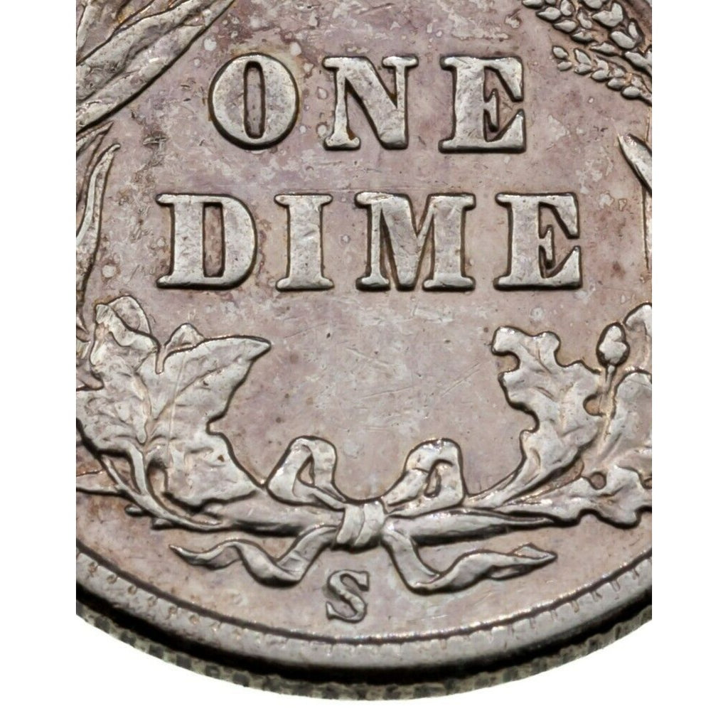 1908-S 10C Barber Dime in XF Condition, Light Toning
