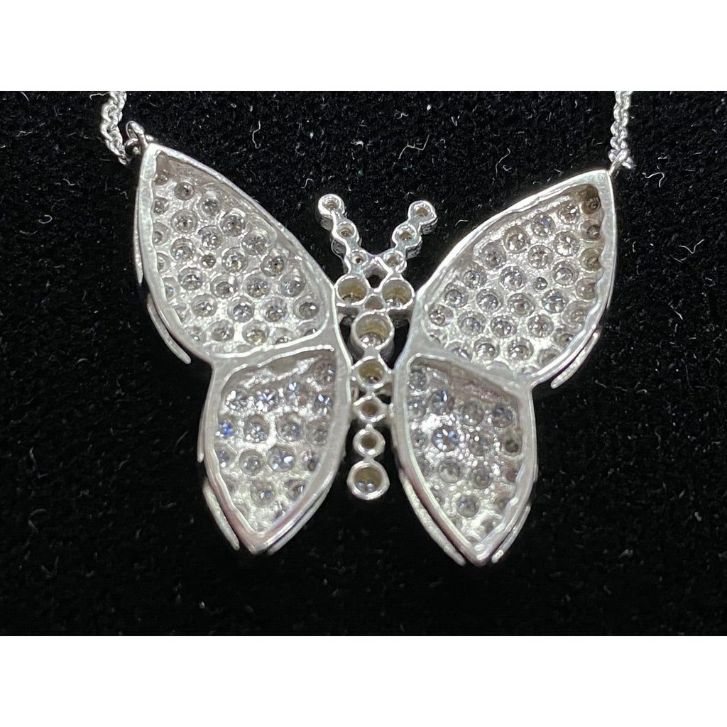 Effy 14k White Gold Butterfly Pendant with 18" Diamond Chain 3.5 CTW