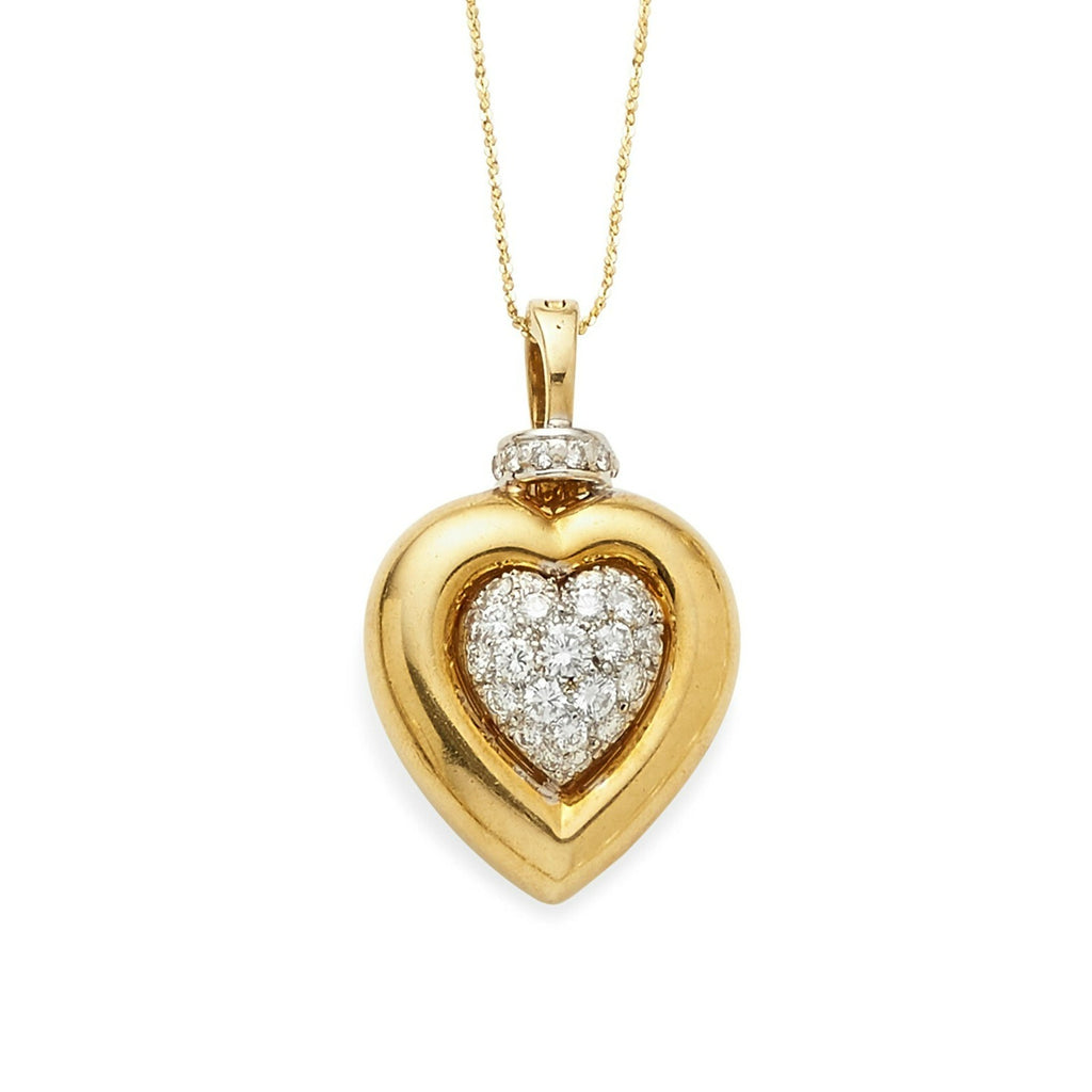 18k Yellow Gold and 1.2ct Diamond Heart-Shaped Pendant Necklace 21-1/4" 12.2g