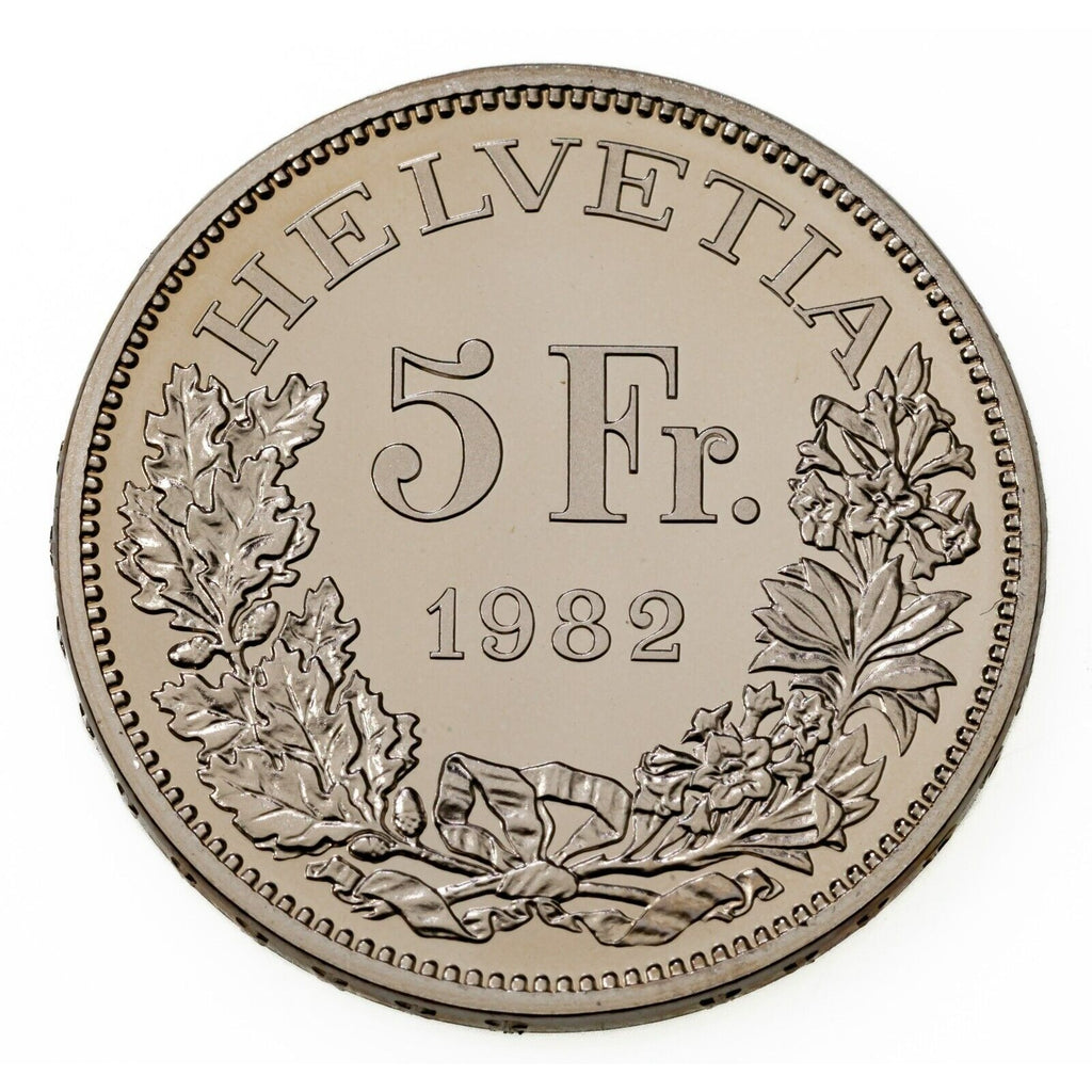 1982 Switzerland Commemorative 5 Franc Gotthard Railway Coin w/ Case