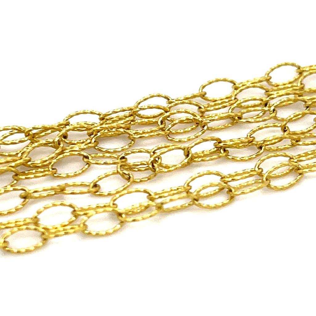 Textured 18k Yellow Gold & 0.70ct Diamond Station Necklace w/ White Gold Accents, 35 inches.