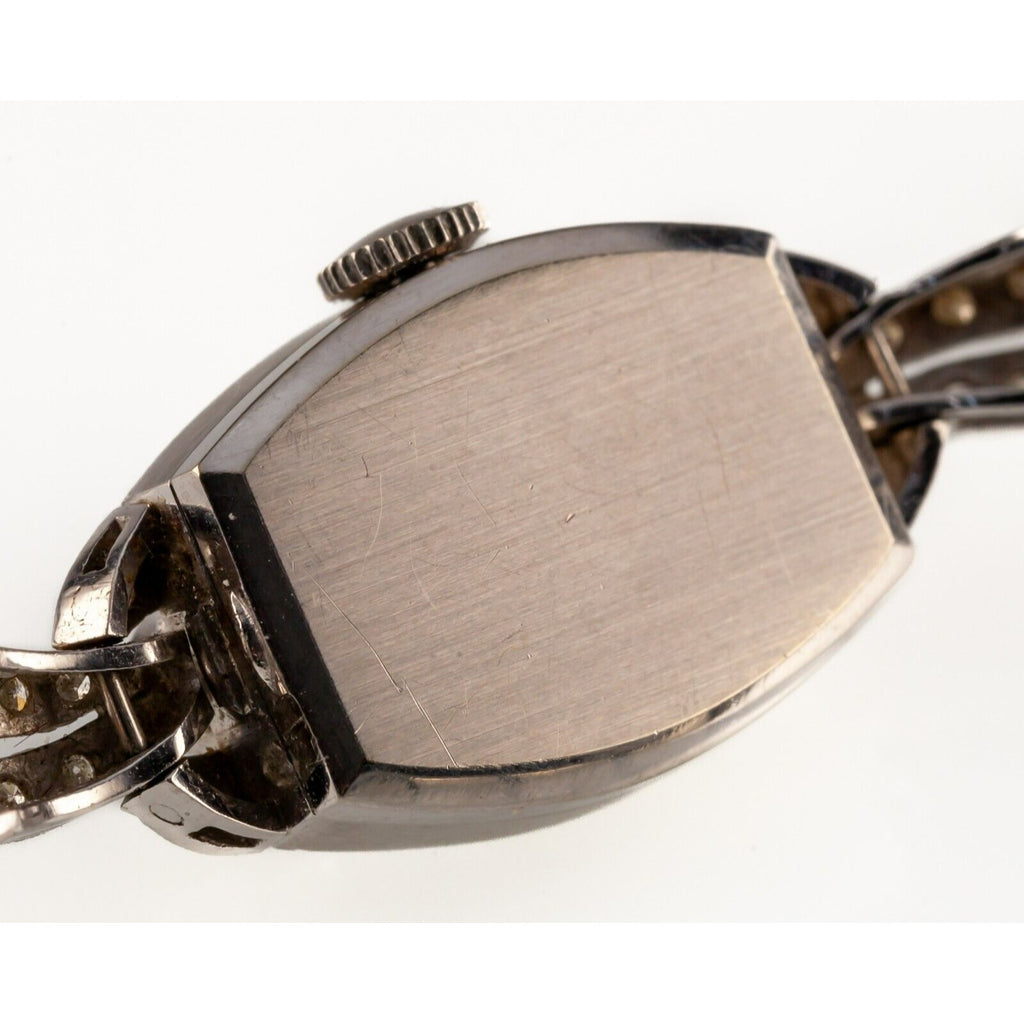 14k White Gold Croton Ladies Dress Watch w/ Diamonds Hand-Winding