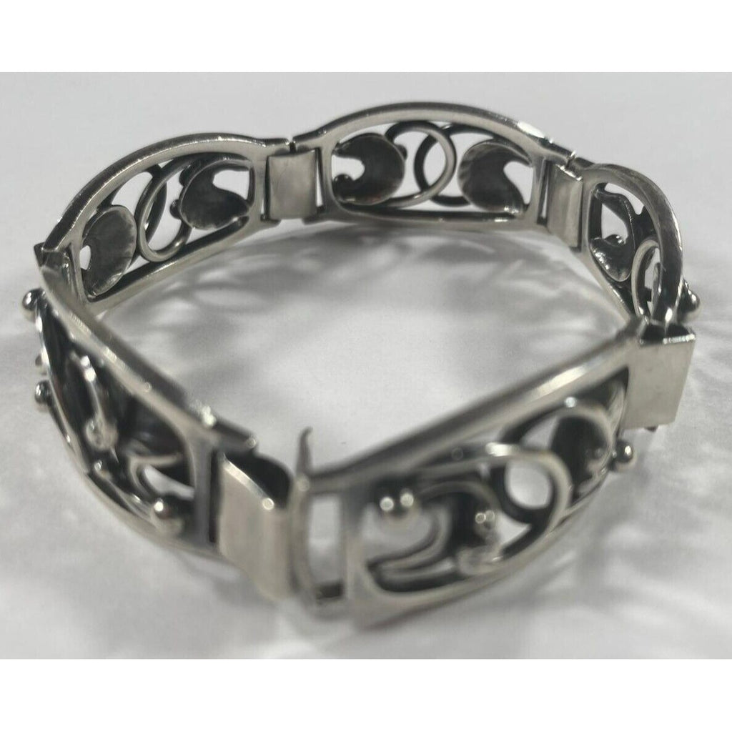 Eiler & Marloe Denmark Sterling Silver Vine Station Bracelet Unique! 7.25"