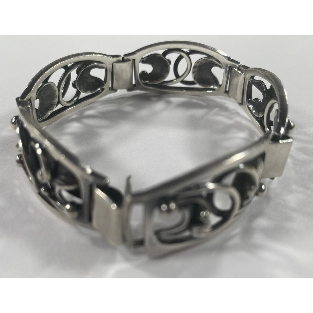 Eiler & Marloe Denmark Sterling Silver Vine Station Bracelet Unique! 7.25"