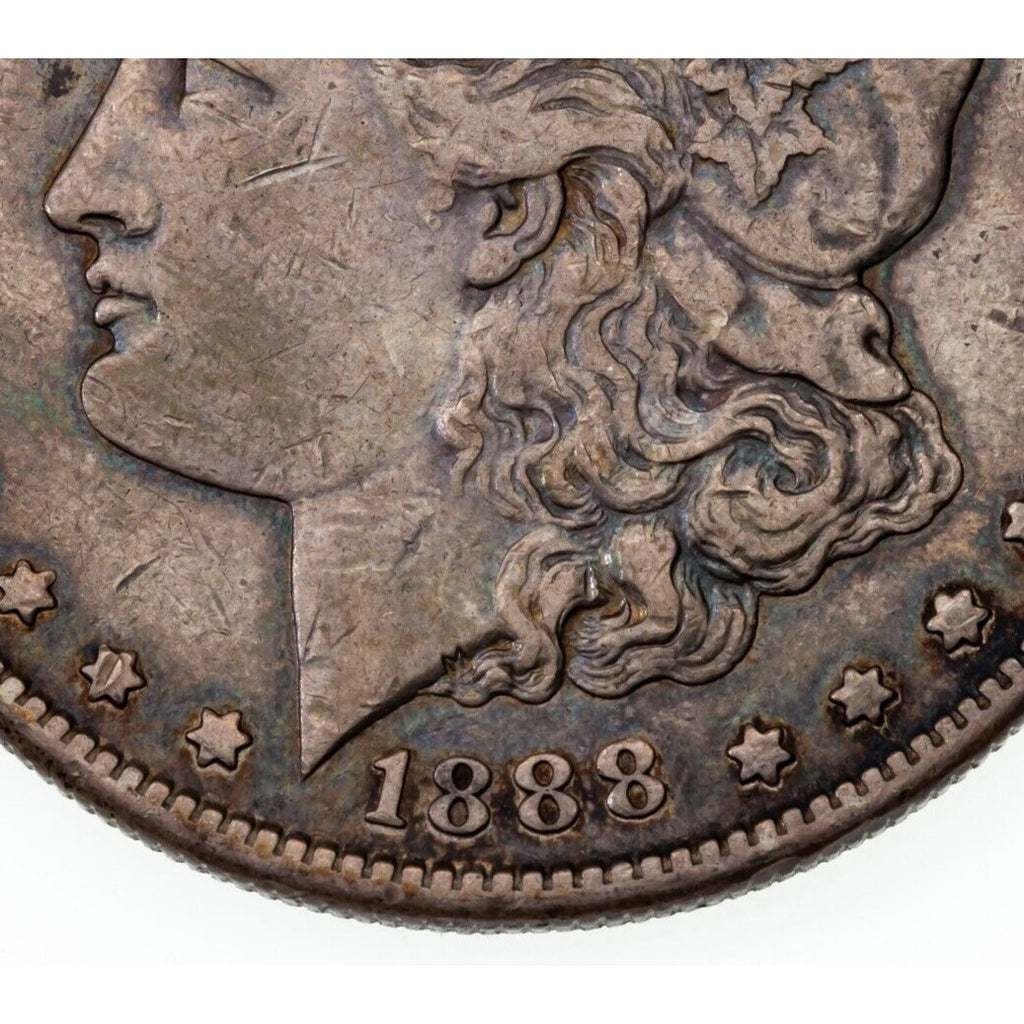 1888-S $1 Silver Morgan Dollar in Extra Fine XF Condition, Medium Gray Color